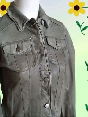 jkt Fringed Olive Green Leather Jacket - Women's XS luxury leather butter soft